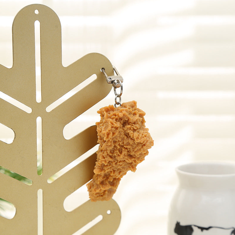 Simulación de PVC al por mayor Piernas de pollo frito nuggets de pollo frito llavero